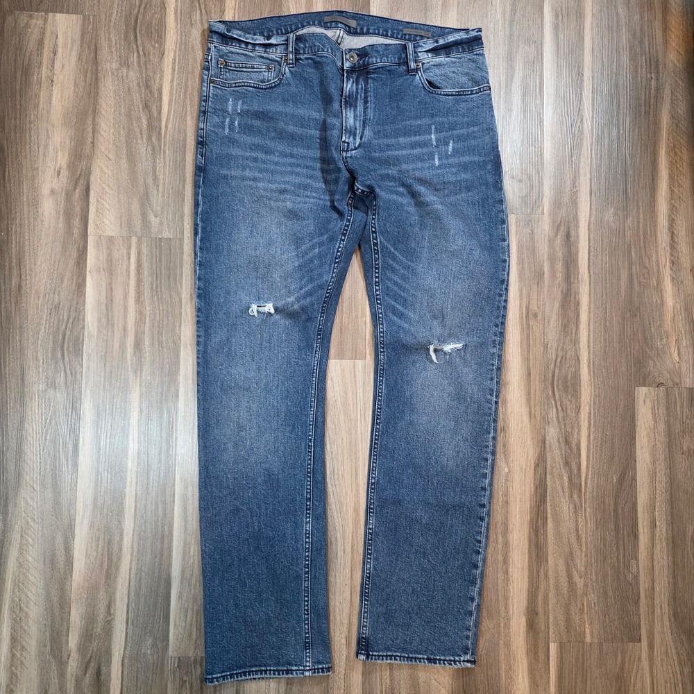 John Varvatos Star USA Mens Slim Fit Distressed Blue Jeans Medium Wash 37x31.5